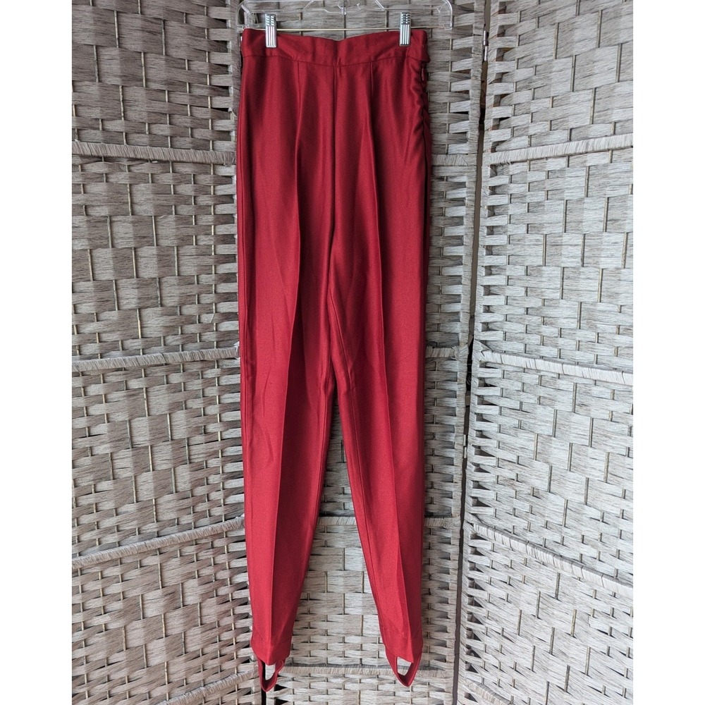 Vtg 90s Red Stirrup Pants High Waist Pleated Made in France Womens 6 Equestrian